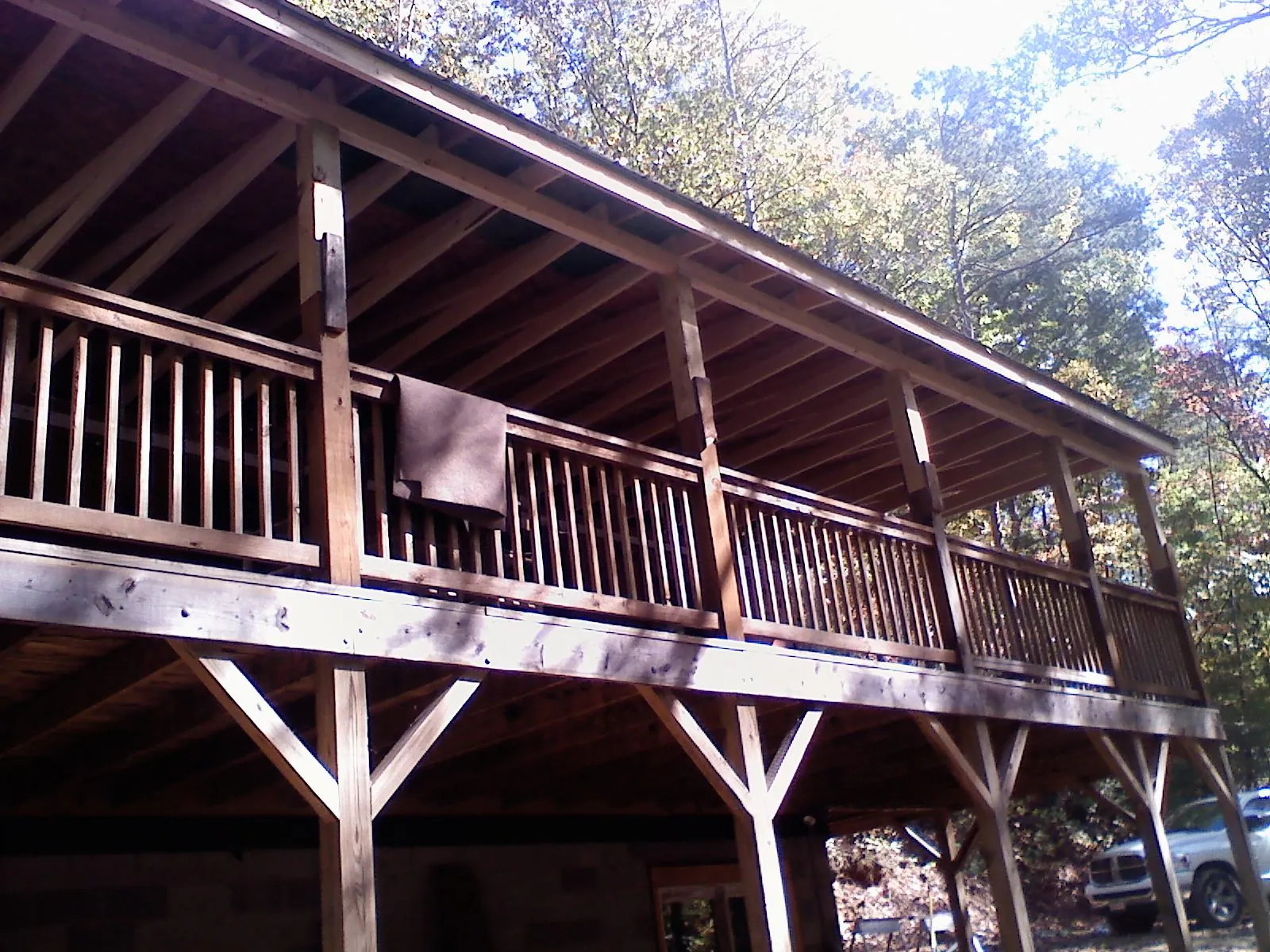 Timber framing under a new elevated porch and deck — Roof Leak Repair in Dresher by Roofing Brothers